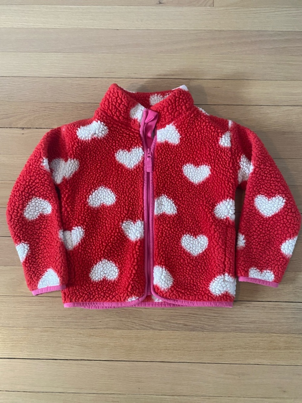 Girls jumping beans Red and White Heart Sherpa Jacket